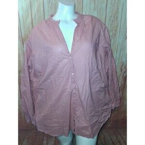 Old Navy Pink Long Sleeve Button Up V-neck Blouse Sz XXL